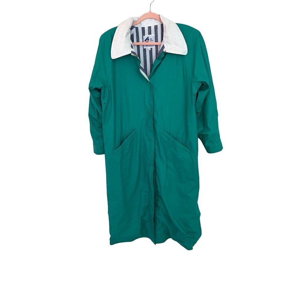 Misty Harbor Any Weather Slicker Womens Raincoat Green Size Medium Vintage Long